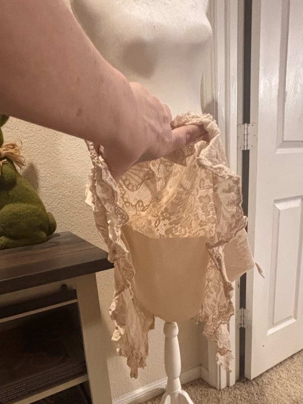 POL Neutral Lace Tiered Midi Skirt in Beige - Picture 6 of 6